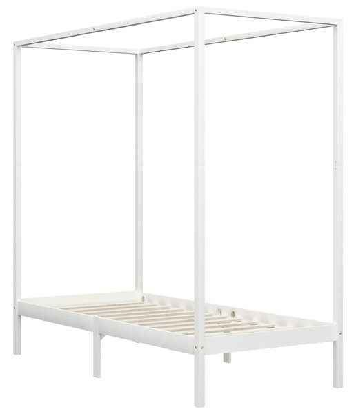 Canopy Bed Frame without Mattress White Solid Wood 100x200 cm