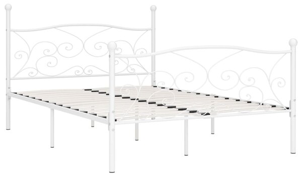 Bed Frame without Mattress with Slatted Base White Metal 160x200 cm