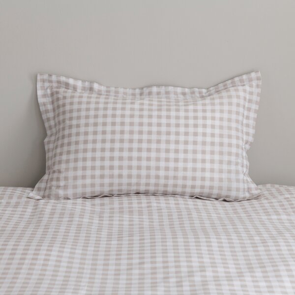 Gingham Natural 100% Cotton Oxford Pillowcase Brown/White