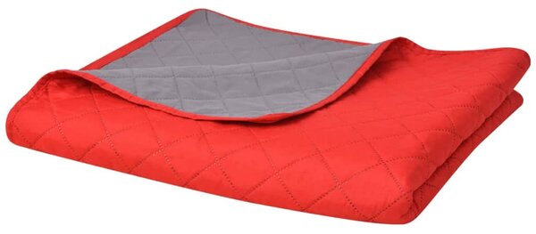 Double-sided Quilted Bedspread Red and Grey 220x240 cm