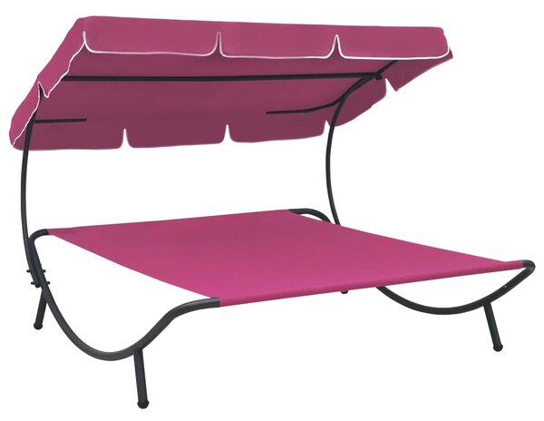 Outdoor Lounge Bed with Canopy Pink