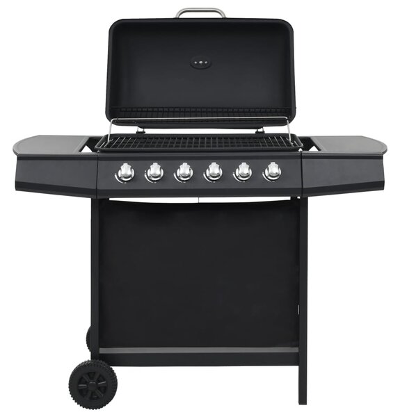 Gas BBQ Grill with 6 Cooking Zones Steel Black