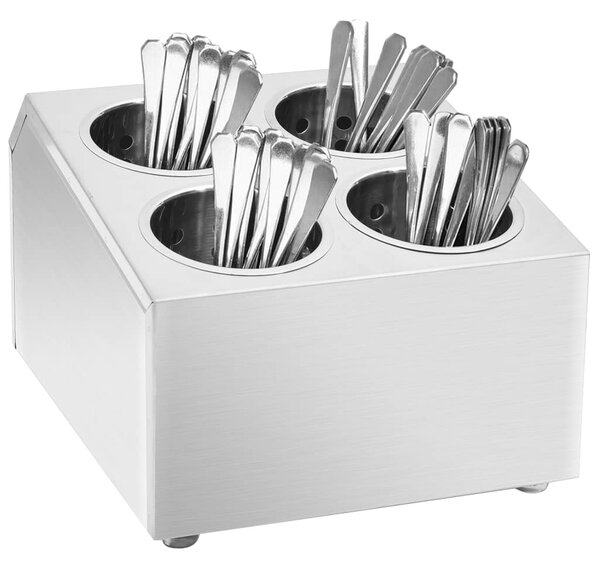 Cutlery Holder 4 Grids Square Stainless Steel