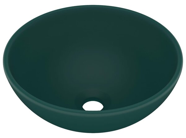 Luxury Bathroom Basin Round Matt Dark Green 32.5x14 cm Ceramic