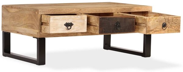 Coffee Table with 3 Drawers Solid Mango Wood 90x50x35 cm