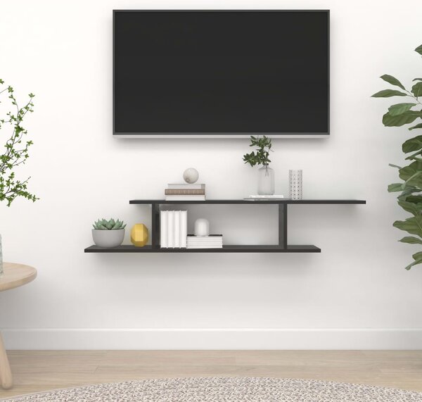 Wall-Mounted TV Shelf Black 125x18x23 cm Engineered Wood
