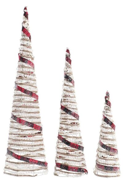 Decoration DKD Home Decor Cones Christmas LED White Black Red Natural Silver 20 x 20 x 80 cm (3 Pieces)