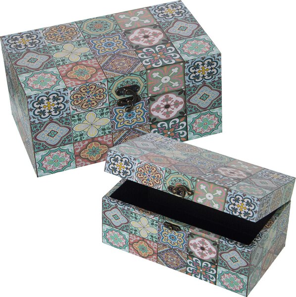 Set of decorative boxes Alexandra House Living Multicolour Wood 2 Pieces