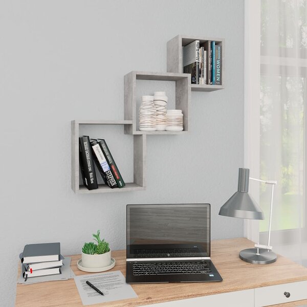 Cube Wall Shelf Concrete Grey 68x15x68 cm Engineered Wood