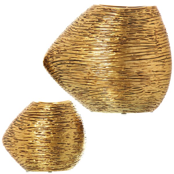 Set of 2 Vases Alexandra House Living Golden Ceramic