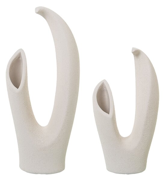 Set of 2 Vases Alexandra House Living Beige Ceramic