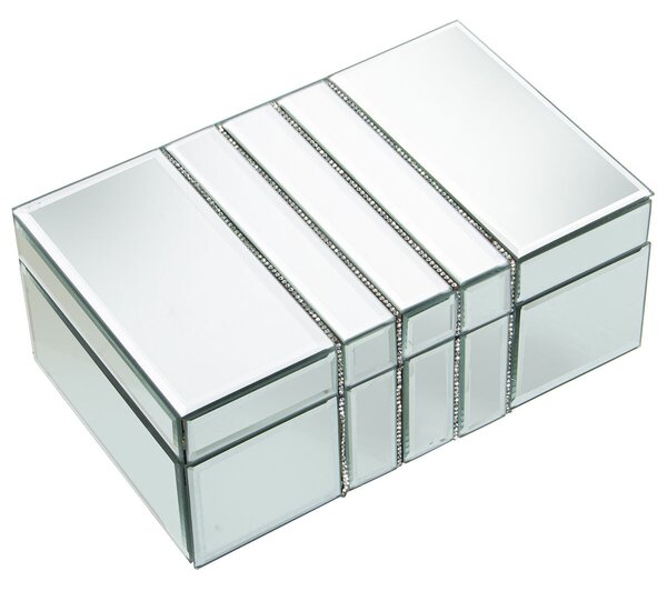 Jewelry box Alexandra House Living Grey Crystal Mirror 22 x 9 x 14 cm