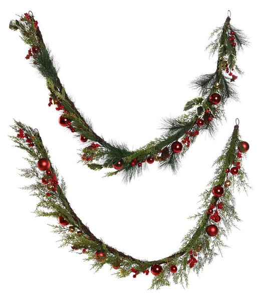 Christmas garland Home ESPRIT Red Green Polyethylene 23 x 11,5 x 180 cm (2 Units)