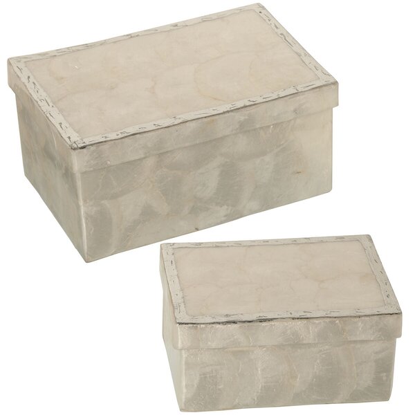 Set of decorative boxes Alexandra House Living Golden Mother of pearl 2 Pieces