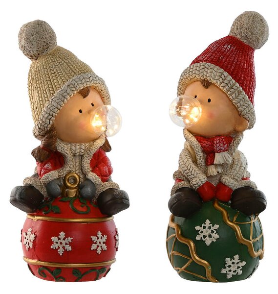 Christmas bauble Home ESPRIT White Red Green 20,5 x 23 x 51 cm (2 Units)