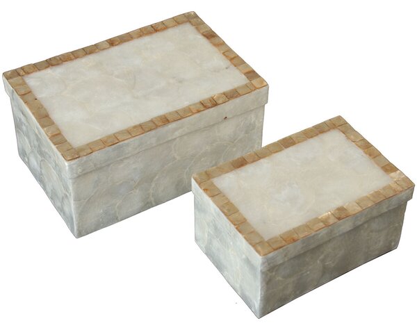 Set of decorative boxes Alexandra House Living Brown Mother of pearl 2 Pieces