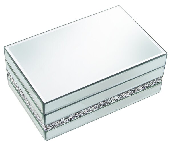 Jewelry box Alexandra House Living Grey Crystal Mirror 22 x 9 x 14 cm