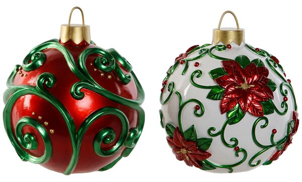 Christmas Bauble Home ESPRIT Red Green Resin 24 x 24 x 28 cm (2 Units)