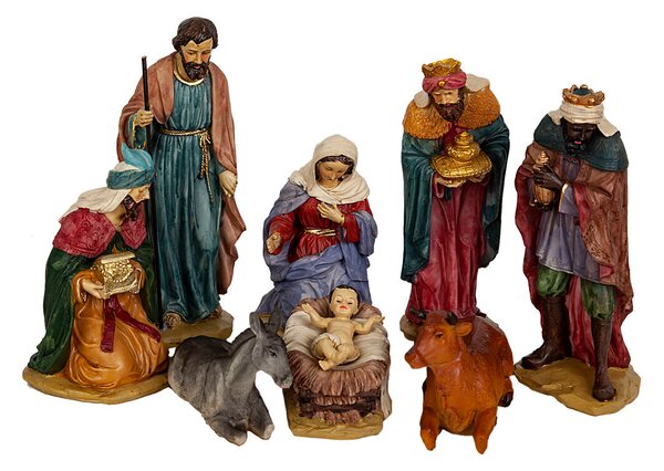 Set of Figures Romimex Multicolour Resin 10 x 25 x 10 cm Nativity/Bethlehem Three Kings 8 Pieces