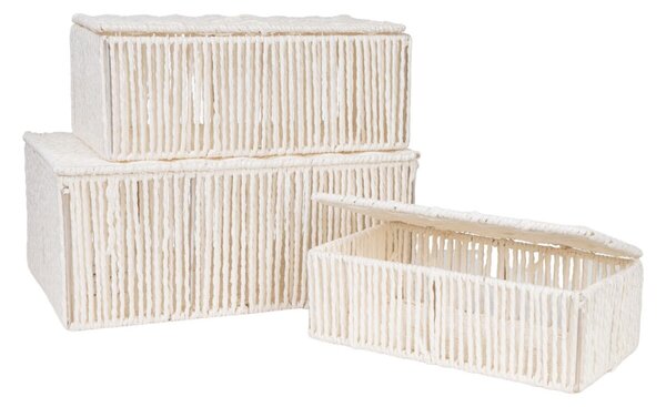 Set of decorative boxes Romimex White Rope 35 x 16 x 24 cm 3 Pieces