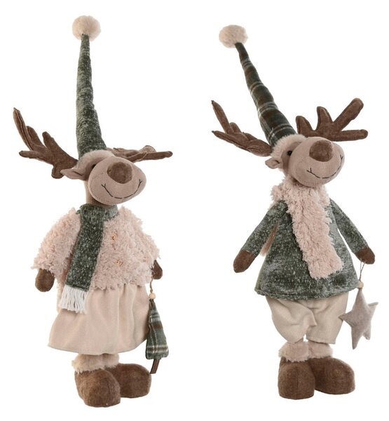 Christmas bauble Home ESPRIT Green Beige Reindeer 29 x 16 x 60 cm (2 Units)