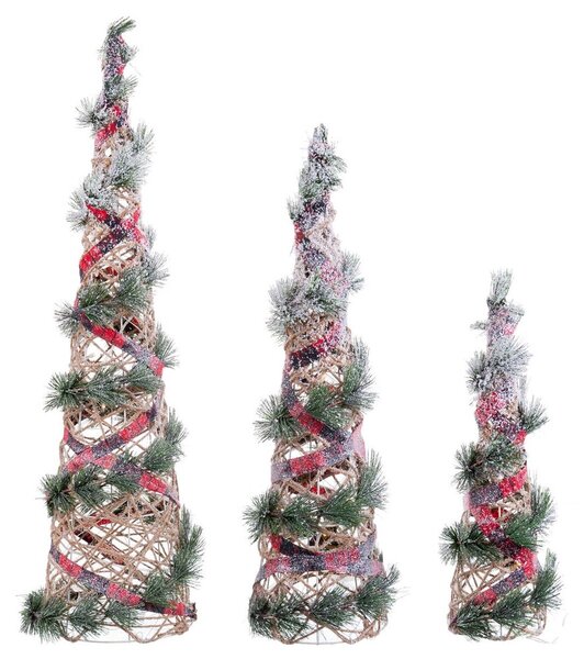 Christmas Tree Multicolour Natural Fibre 20 x 20 x 80 cm (3 Units)