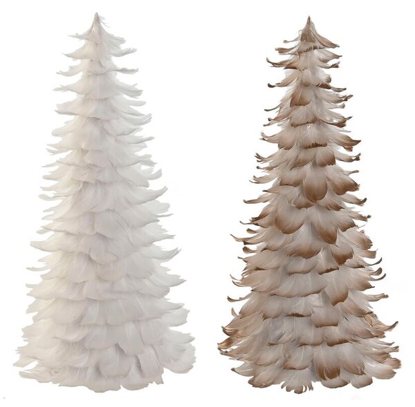 Christmas Tree Home ESPRIT White Golden Cardboard Feather 22 x 22 x 46 cm (2 Units)