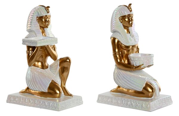 Decorative Figure Home ESPRIT White Golden Resin Oriental Egyptian Man 12,5 x 17 x 25 cm (2 Units)