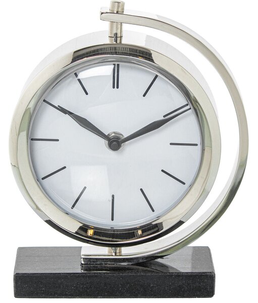 Table clock Alexandra House Living Black Silver Metal Marble 20 x 16 x 5 cm