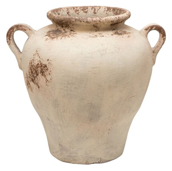 Vase Romimex White Terracotta 40 x 40 x 40 cm With handles