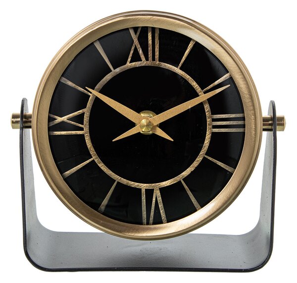 Table clock Alexandra House Living Black Golden Metal 14 x 14 x 8 cm