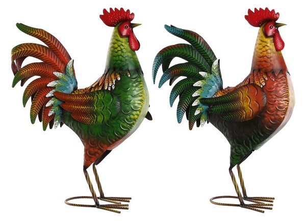 Decorative Figure Home ESPRIT Multicolour Rooster 34,3 x 14 x 48,3 cm (2 Units)