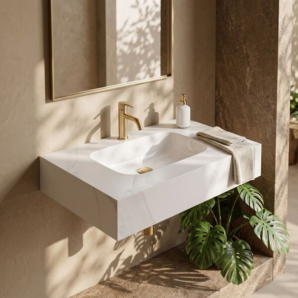 Wall-hung washbasin REA Aresa Belt White 70