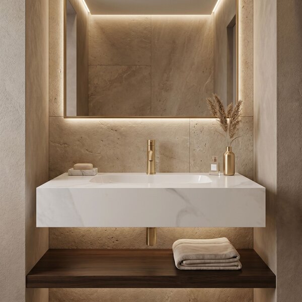 Wall-hung washbasin REA Aresa Belt White 70