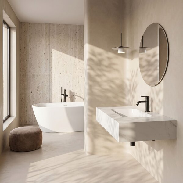 Wall-hung washbasin REA Aresa Belt White 70