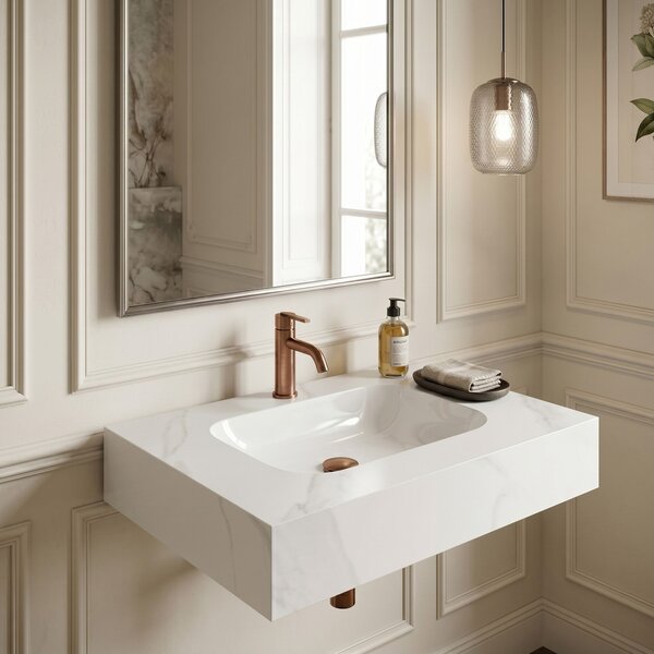 Wall-hung washbasin REA Aresa Belt White 70