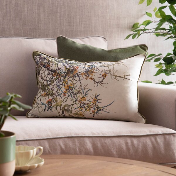 Voyage Maison Hawthorn Digitally Printed 40cm x 60cm Feather Filled Boudoir Olive
