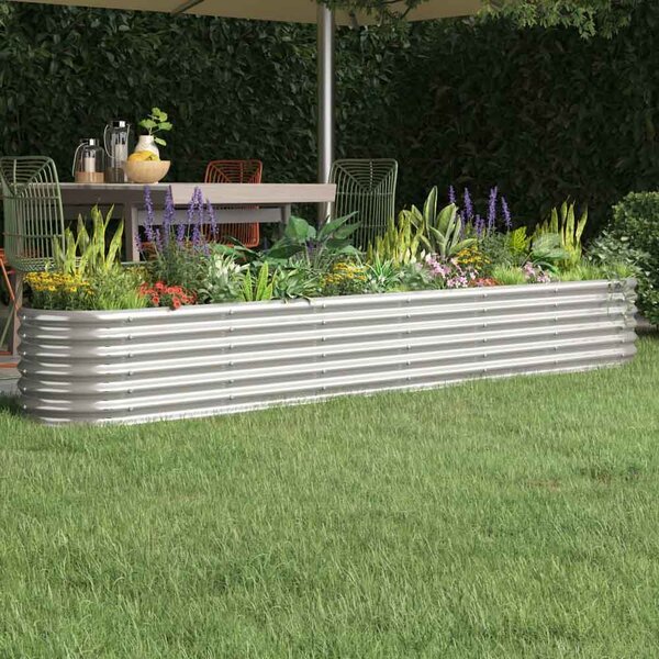 Modenza Oval 260 x 40 x 36cm Garden Galvanised Steel Planter in Silver