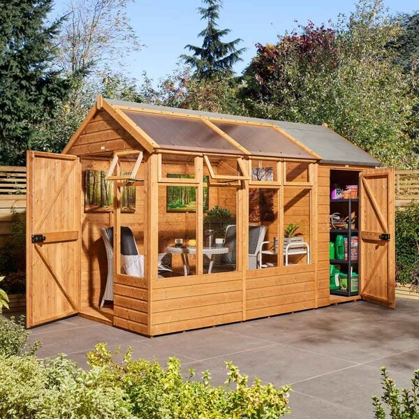 Verdant 6x12 Wooden Summerhouse with Store in Natural