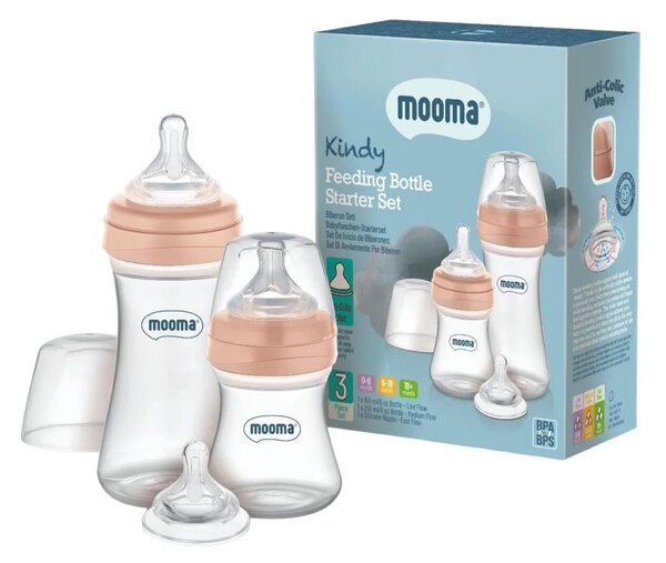 Mooma Kindy Feeding Bottle Starter Set - Old Rose