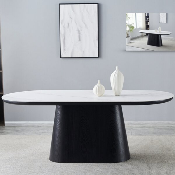 Chambly Sintered Stone Top Dining Table - White And Black