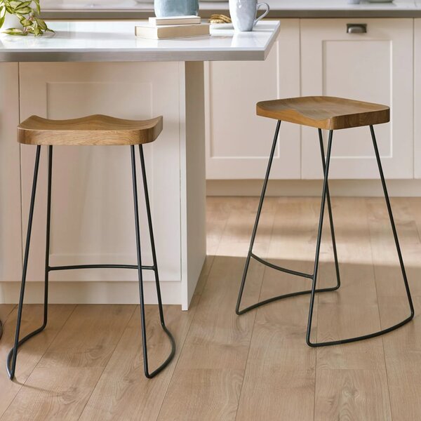 Temecula Light Brown Wooden Bar Stools - Pair