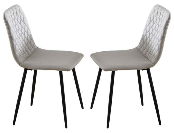 Attica Light Grey Leather Dining Chairs - Pair