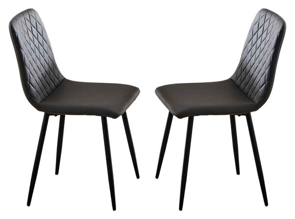 Attica Dark Grey Leather Dining Chairs - Pair