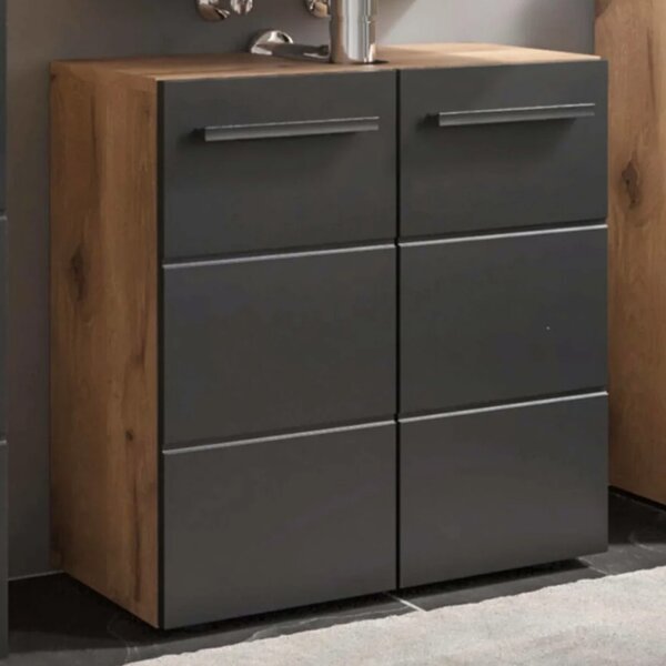Viroqua Wooden Bathroom Cabinet With 2 Doors - Black