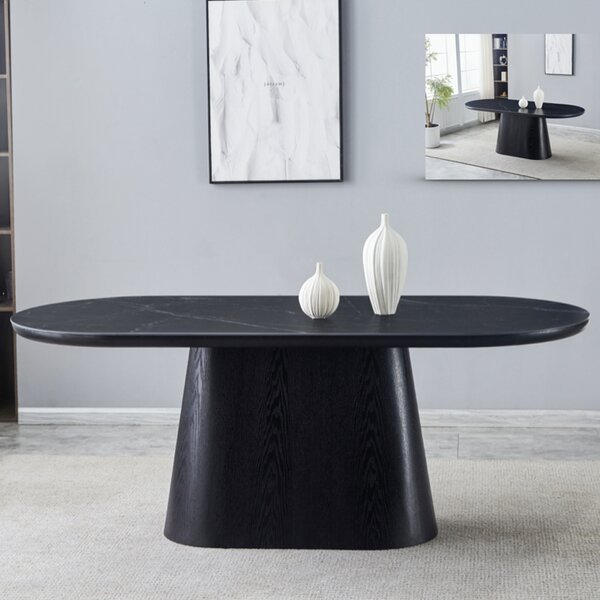 Chambly Sintered Stone Top Dining Table - Black