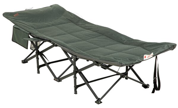 Outsunny Sun Lounger Foldable, Padded Patio Camping Bed with Adjustable 170 Recline & Accessories, Grey Aosom UK