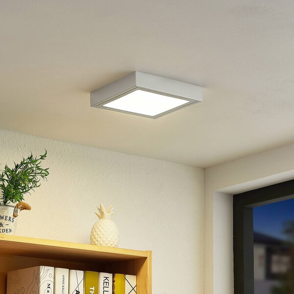 Prios Uvan LED ceiling lamp, angular, chrome