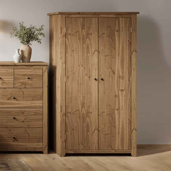 Havanan Wooden Wardrobe With 2 Doors - Natural Pine