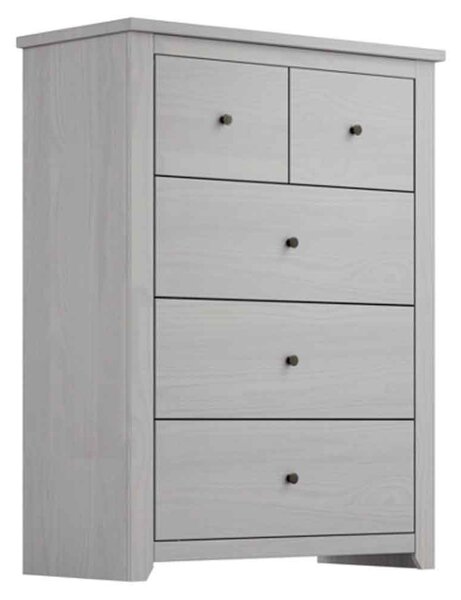 Havanan Wooden Chest Of 5 Drawers - Grey